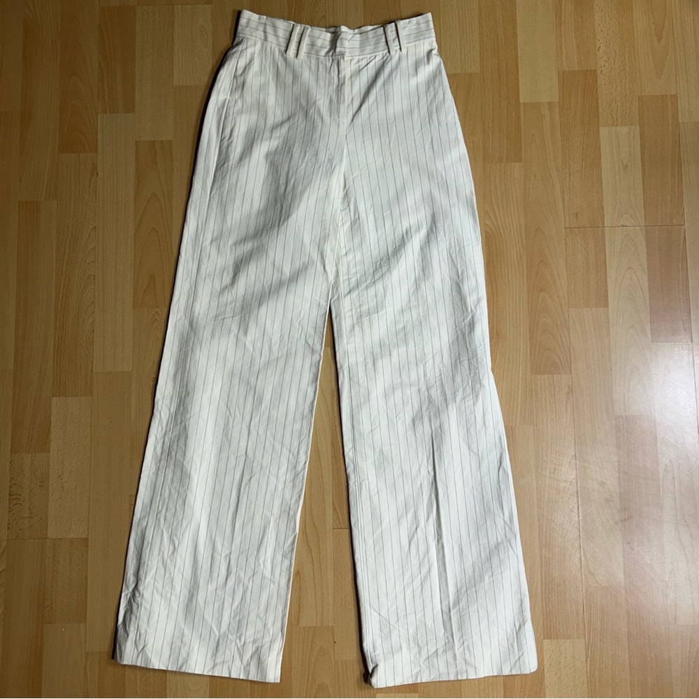 Burberry Cream Striped Wide‎ Leg Cotton Pant